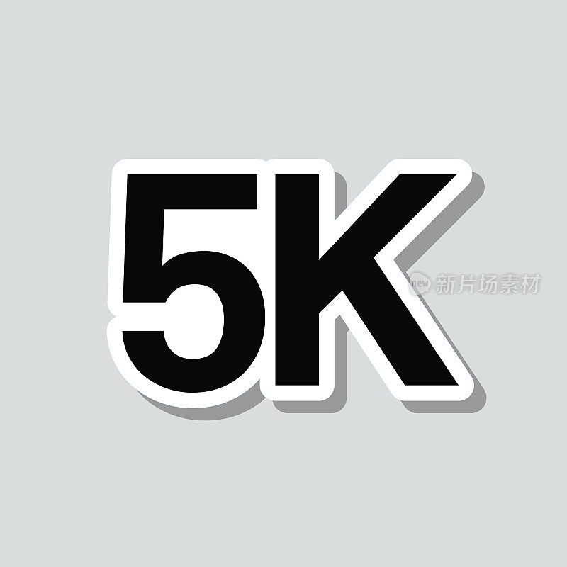 5K, 5000 - 5000。图标贴纸在灰色背景